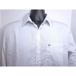 Allen Solly Classic Fit White Blue Micro Dot Pattern Long Sleeve Dress Shirt 42